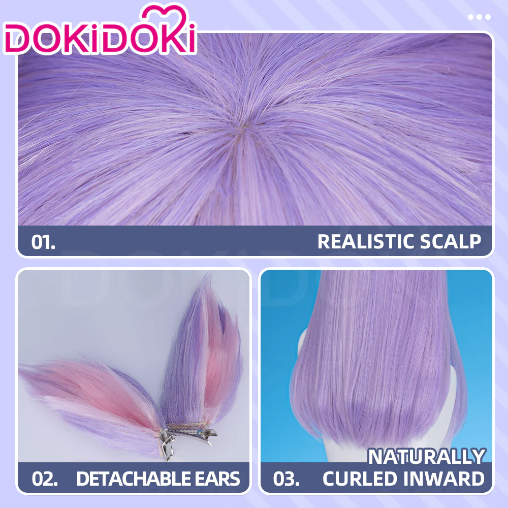 【Ready For Ship】DokiDoki Game Cosplay  Wig Long Straight Purple Hair - Image 4
