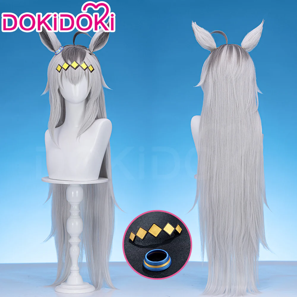 【Partially Ready For Ship】DokiDoki Game Cosplay Wig Long Straight Gray Hair / Headwear