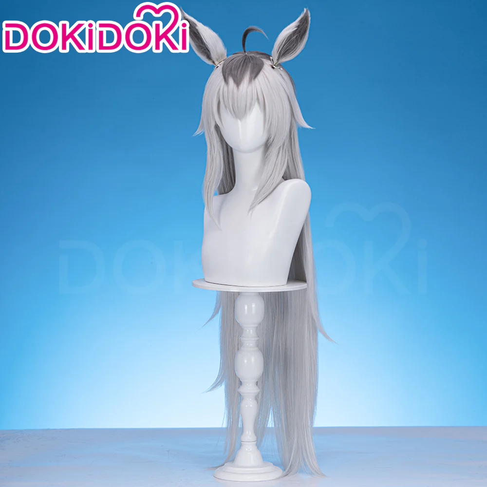 【Partially Ready For Ship】DokiDoki Game Cosplay Wig Long Straight Gray Hair / Headwear - Image 3