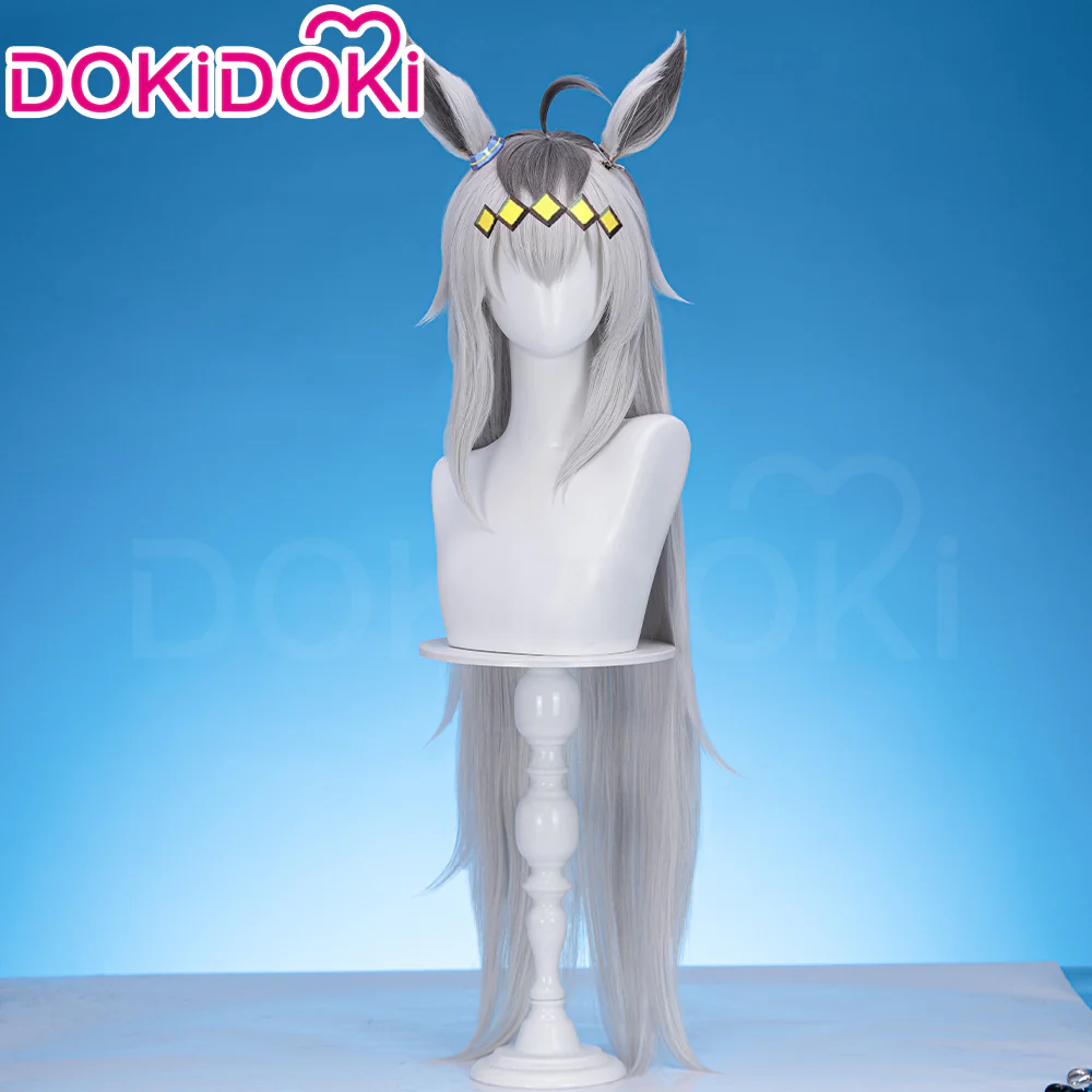 【Partially Ready For Ship】DokiDoki Game Cosplay Wig Long Straight Gray Hair / Headwear - Image 5