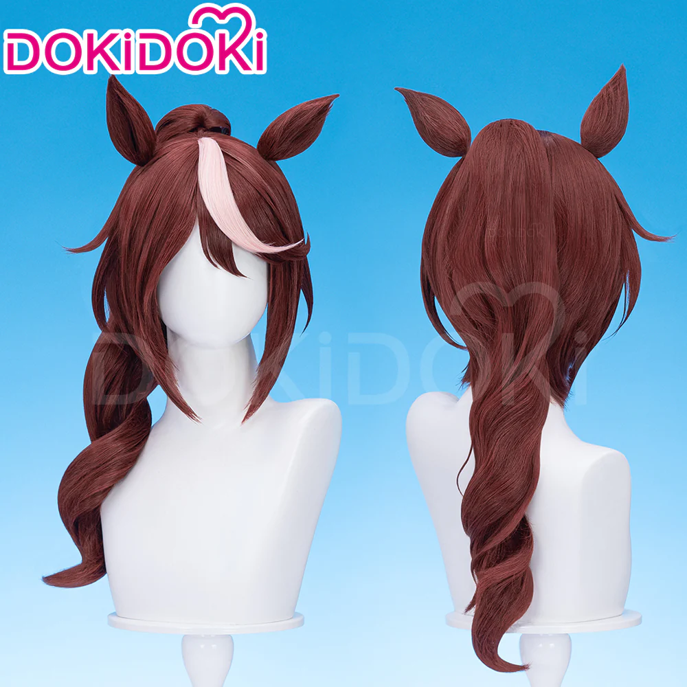 DokiDoki Game Cosplay Wig Long Curly Brown Hair Ponytail - Image 2