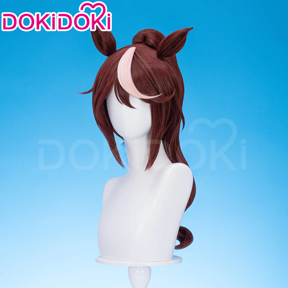 DokiDoki Game Cosplay Wig Long Curly Brown Hair Ponytail - Image 3