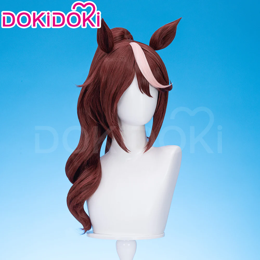 DokiDoki Game Cosplay Wig Long Curly Brown Hair Ponytail - Image 4