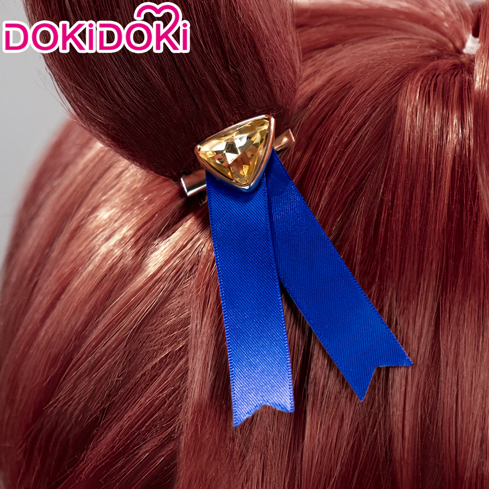 DokiDoki Game Cosplay Wig Long Curly Brown Hair Ponytail - Image 7