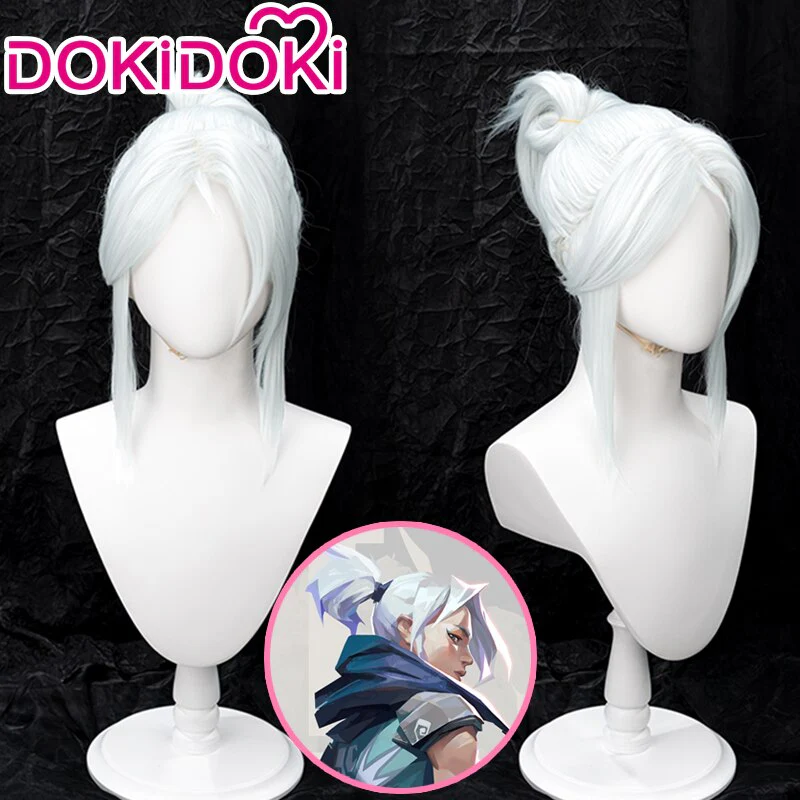 【Ready For Ship】DokiDoki Game Valorant Cosplay Jett Cosplay Wig White Hair VALORANT - Image 6