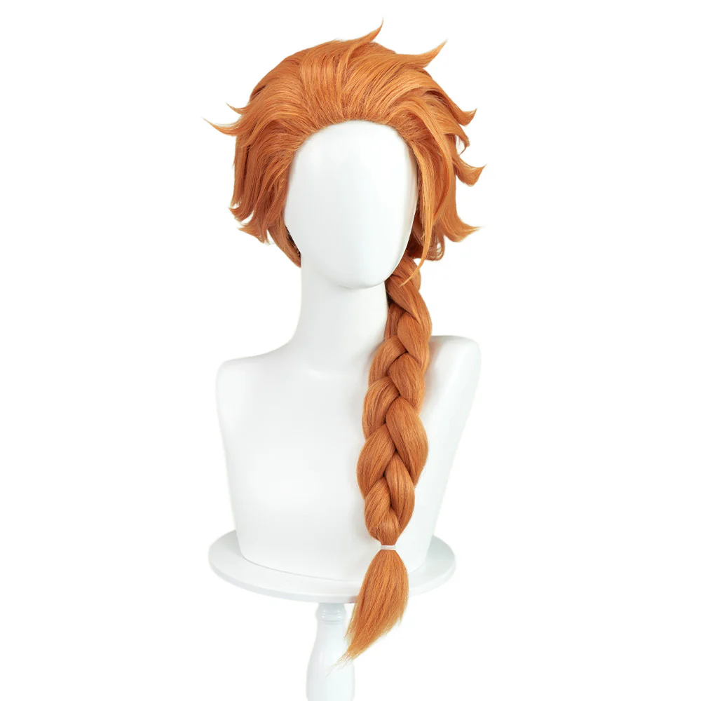 【Ready For Ship】DokiDoki Game Valorant Cosplay Skye Wig Long Orange Straight Braid Hair - Image 2