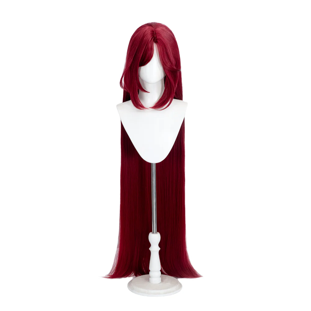 【Ready For Ship】DokiDoki Game Wig Cosplay Long Straight Red Hair Women - Image 2