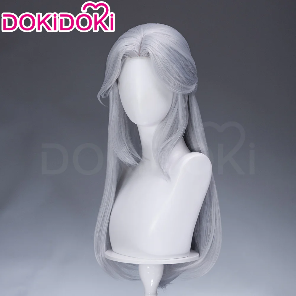 【Ready For Ship】DokiDoki Game Women Wig Long Straight Silver Hair - Image 2