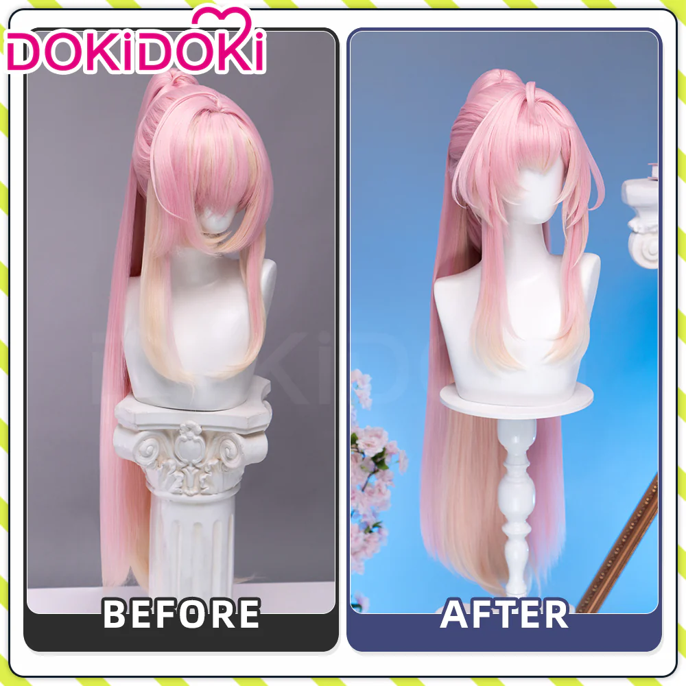 【Ready For Ship】DokiDoki Game Wuthering Waves Cosplay Aemeath Wig Long Straight Pink Ponytail Gradient Dyeing Hair - Image 3