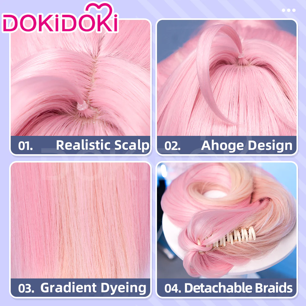【Ready For Ship】DokiDoki Game Wuthering Waves Cosplay Aemeath Wig Long Straight Pink Ponytail Gradient Dyeing Hair - Image 7