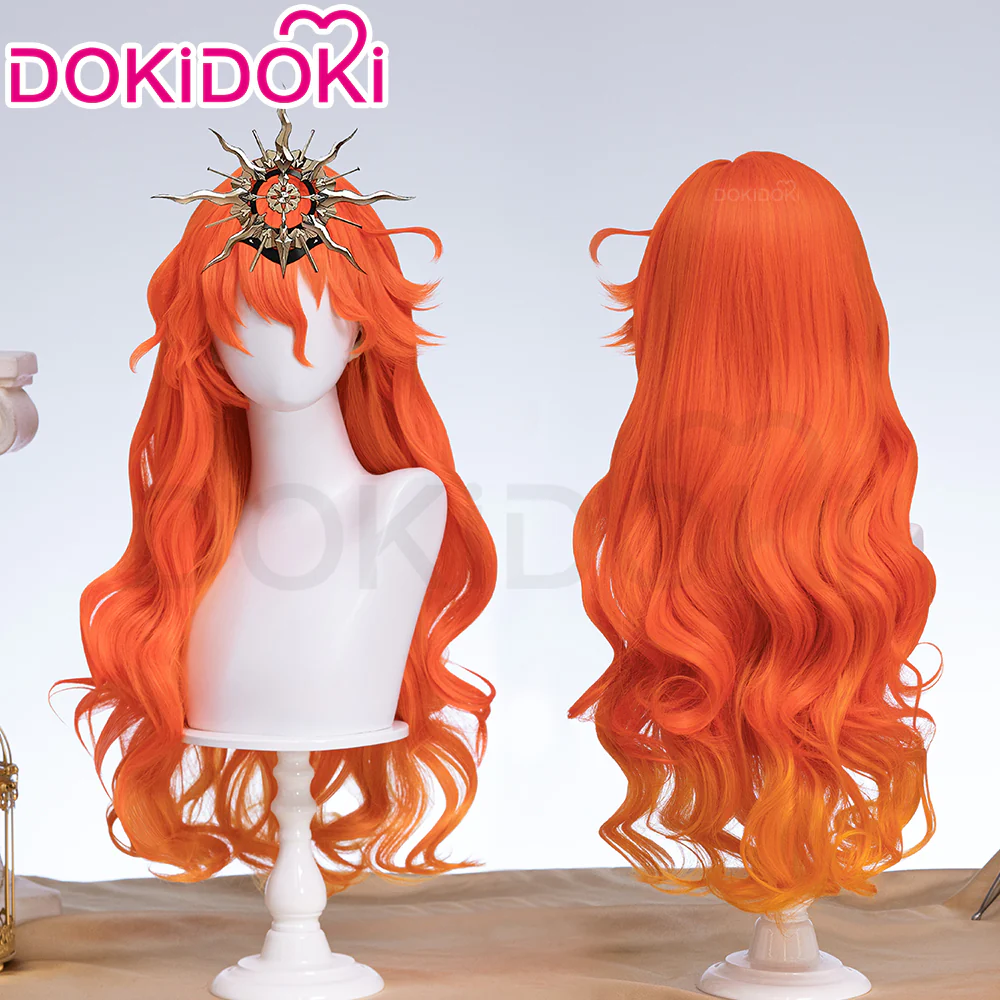 【Partially Ready For Ship】DokiDoki Game Wuthering Waves Cosplay Augusta Wig / Headwear Long Curly Orange Gradient Hair - Image 2