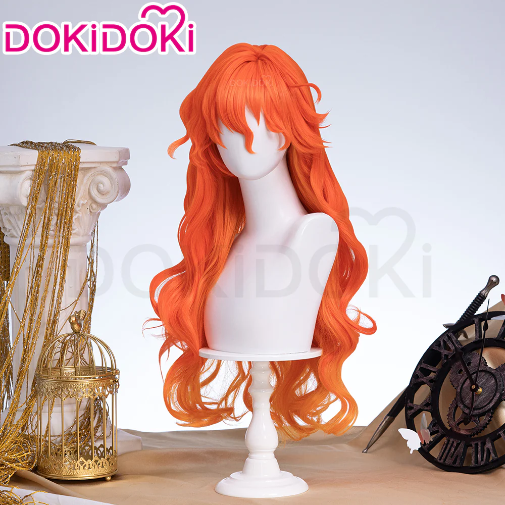 【Partially Ready For Ship】DokiDoki Game Wuthering Waves Cosplay Augusta Wig / Headwear Long Curly Orange Gradient Hair - Image 3