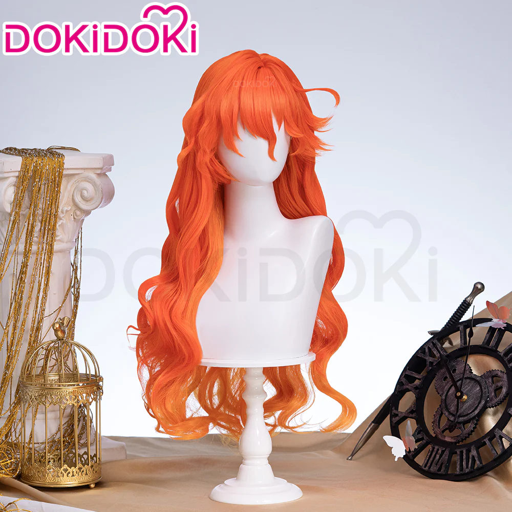【Partially Ready For Ship】DokiDoki Game Wuthering Waves Cosplay Augusta Wig / Headwear Long Curly Orange Gradient Hair - Image 4