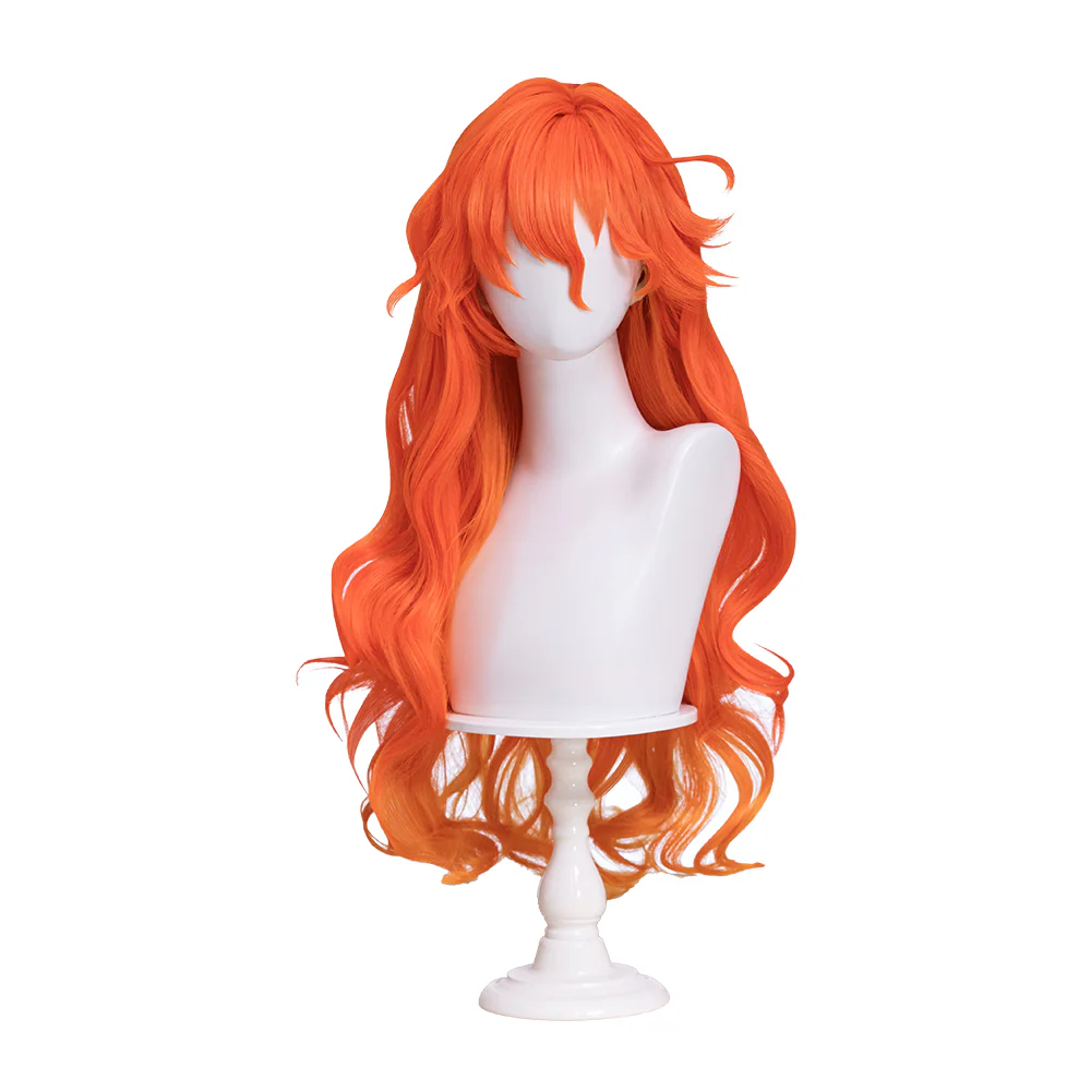 【Partially Ready For Ship】DokiDoki Game Wuthering Waves Cosplay Augusta Wig / Headwear Long Curly Orange Gradient Hair - Image 5