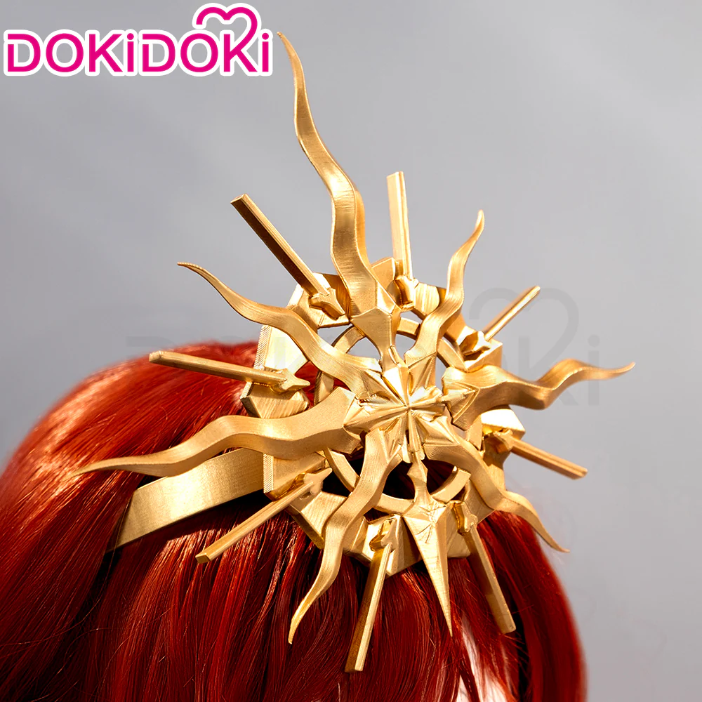 【Partially Ready For Ship】DokiDoki Game Wuthering Waves Cosplay Augusta Wig / Headwear Long Curly Orange Gradient Hair - Image 6
