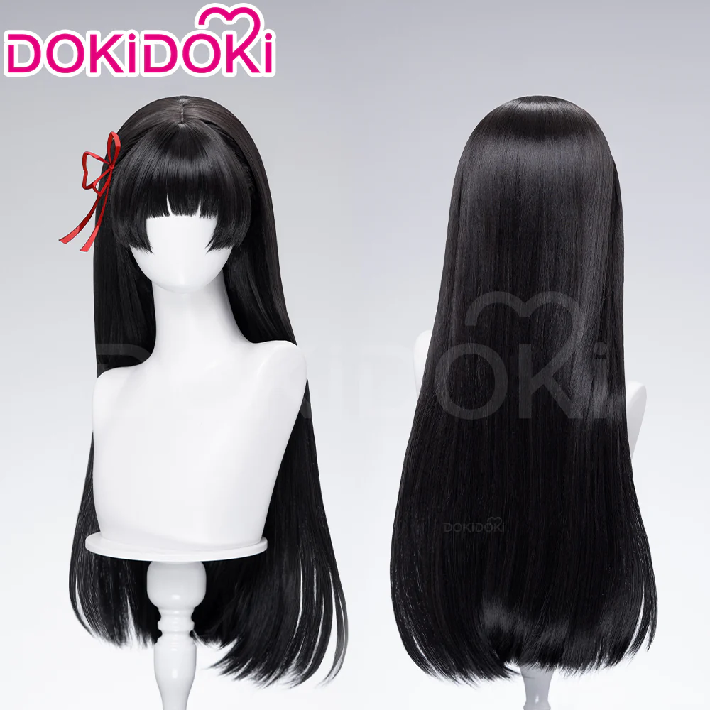 【Ready For Ship】DokiDoki Game Wuthering Waves Cosplay Chisa Wig Long Straight Black Hair