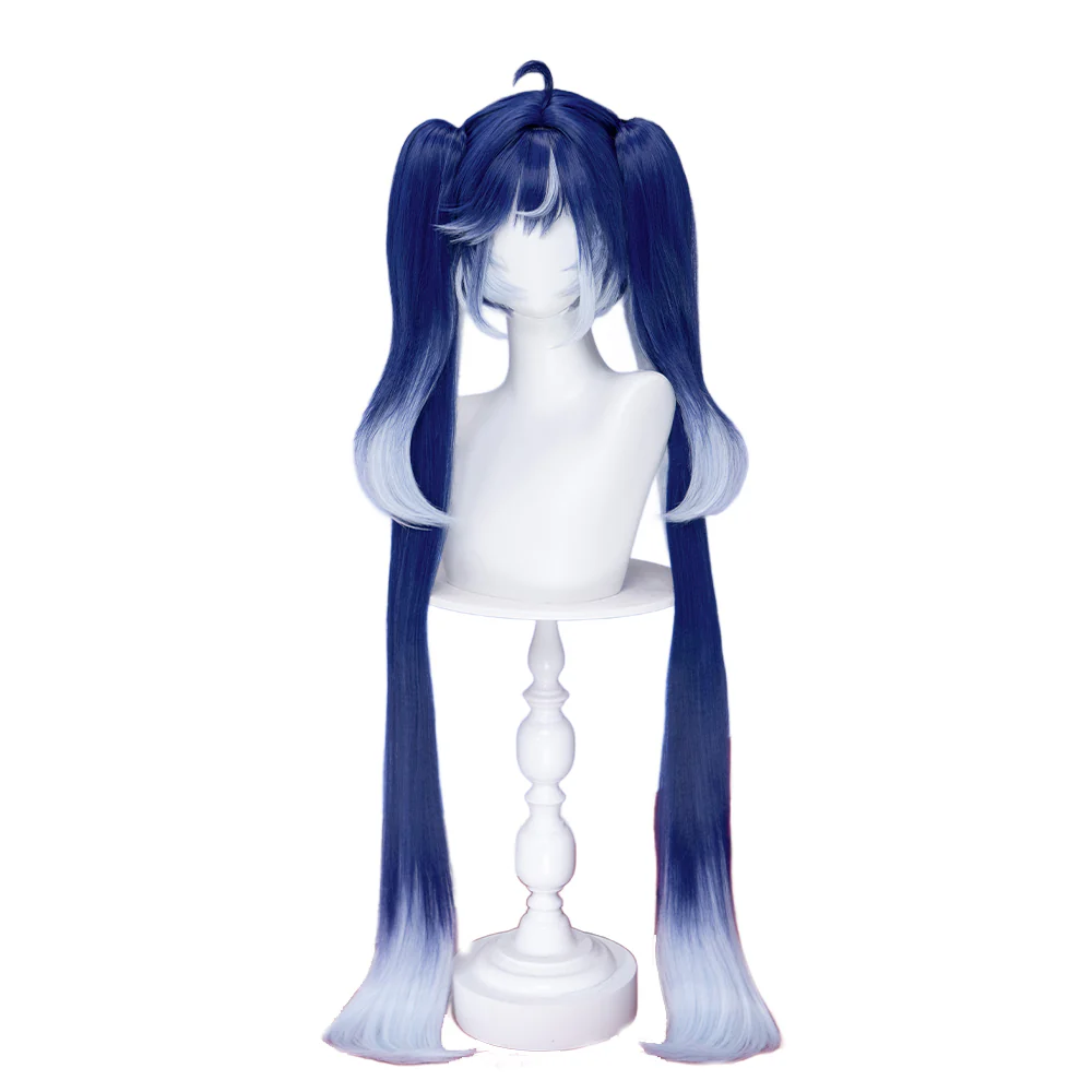 【Ready For Ship】DokiDoki Game Wuthering Waves Cosplay Iuno Wig Blue Double Ponytails - Image 5