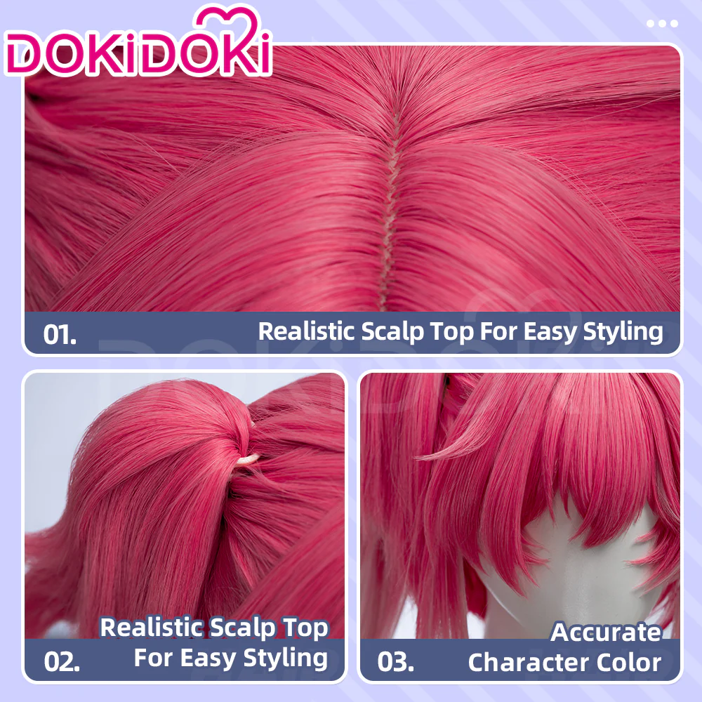 【Ready For Ship】DokiDoki Game Wuthering Waves Cosplay Lupa Wig Long Curly Pink Hair - Image 4