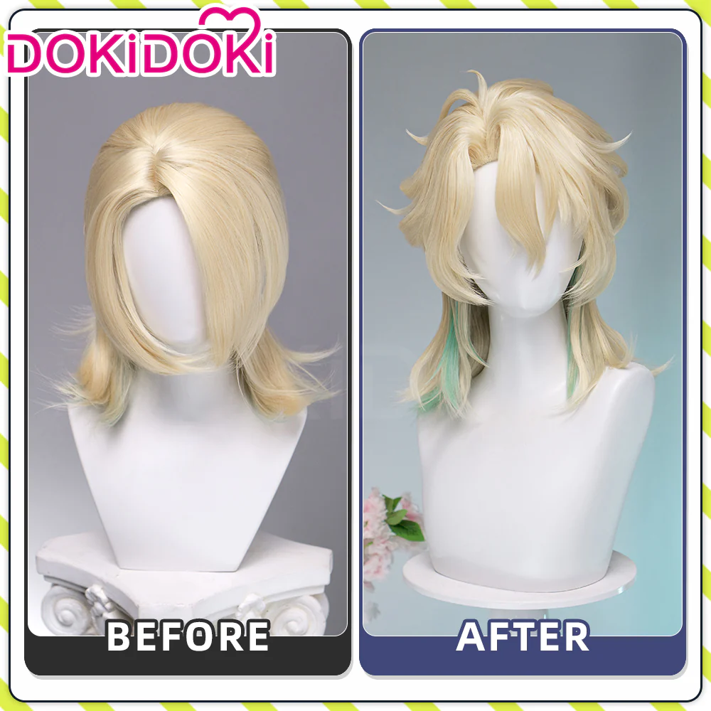 【Ready For Ship】DokiDoki Game Wuthering Waves Cosplay Luuk Herssen Wig Long Blonde Light Green Hightlight Hair - Image 4