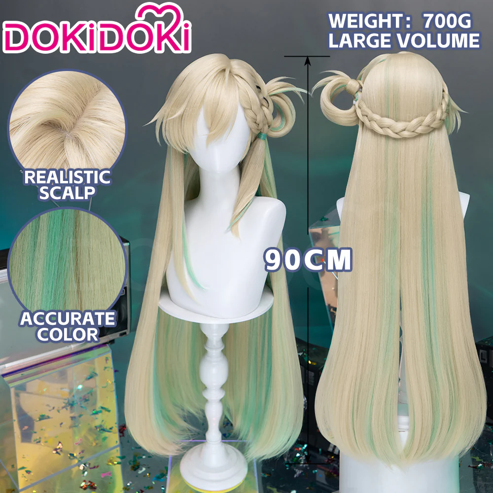 【Official Art Ver Ready For Ship】DokiDoki Game Wuthering Waves Cosplay Lynae Wig Long Straight Blonde Green Hightlight Hair - Image 10