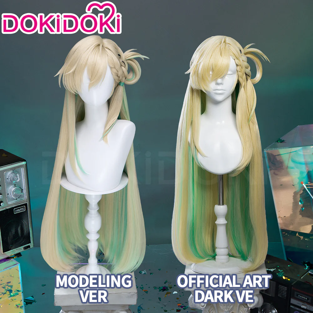 【Official Art Ver Ready For Ship】DokiDoki Game Wuthering Waves Cosplay Lynae Wig Long Straight Blonde Green Hightlight Hair - Image 2