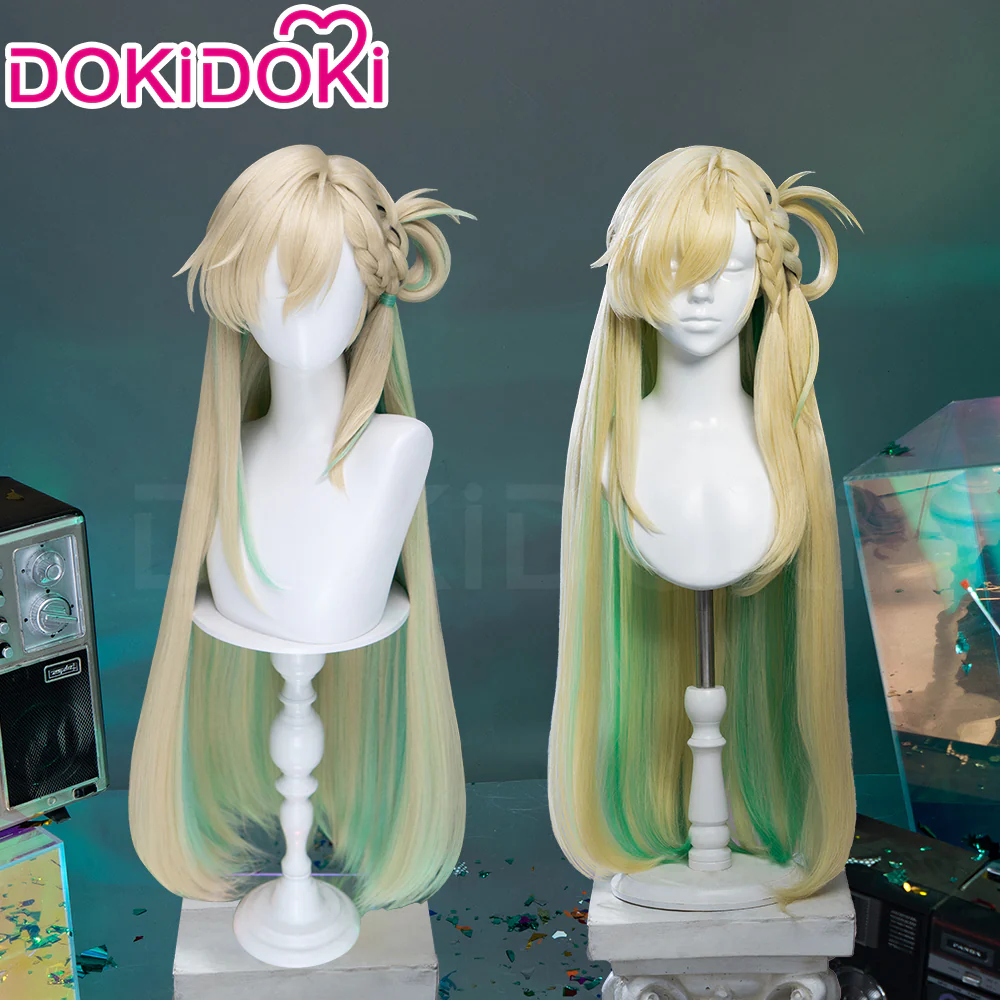 【Official Art Ver Ready For Ship】DokiDoki Game Wuthering Waves Cosplay Lynae Wig Long Straight Blonde Green Hightlight Hair - Image 3