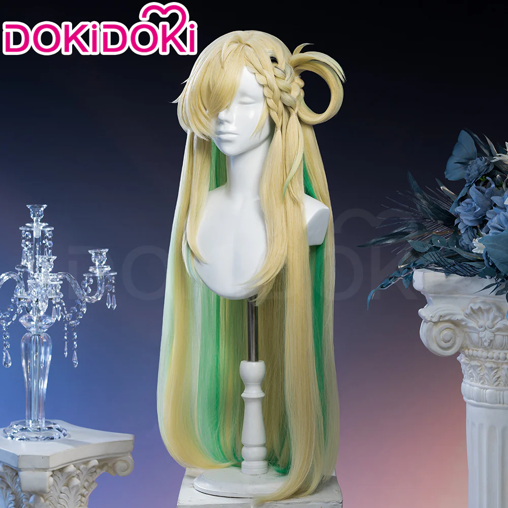 【Official Art Ver Ready For Ship】DokiDoki Game Wuthering Waves Cosplay Lynae Wig Long Straight Blonde Green Hightlight Hair - Image 5