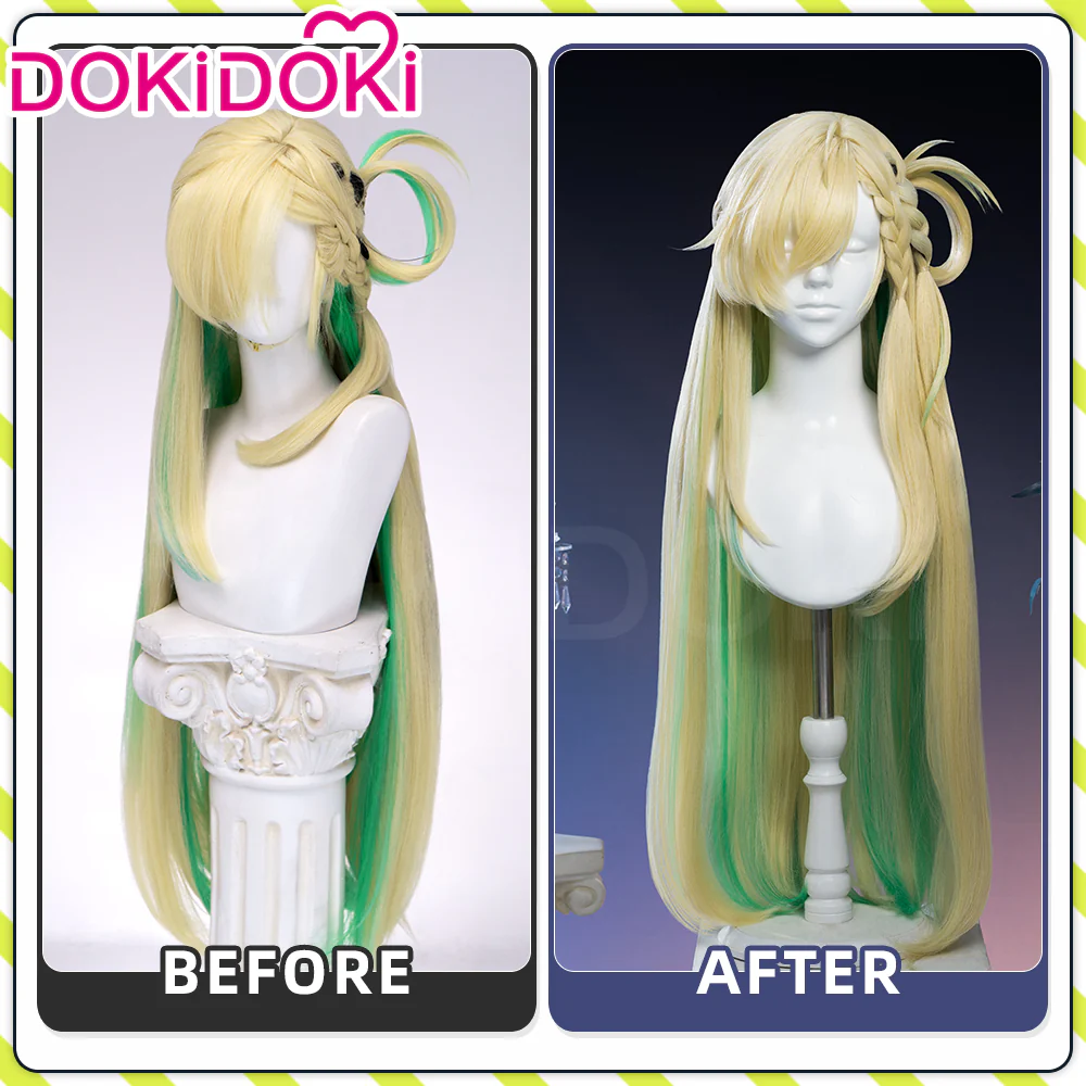 【Official Art Ver Ready For Ship】DokiDoki Game Wuthering Waves Cosplay Lynae Wig Long Straight Blonde Green Hightlight Hair - Image 7