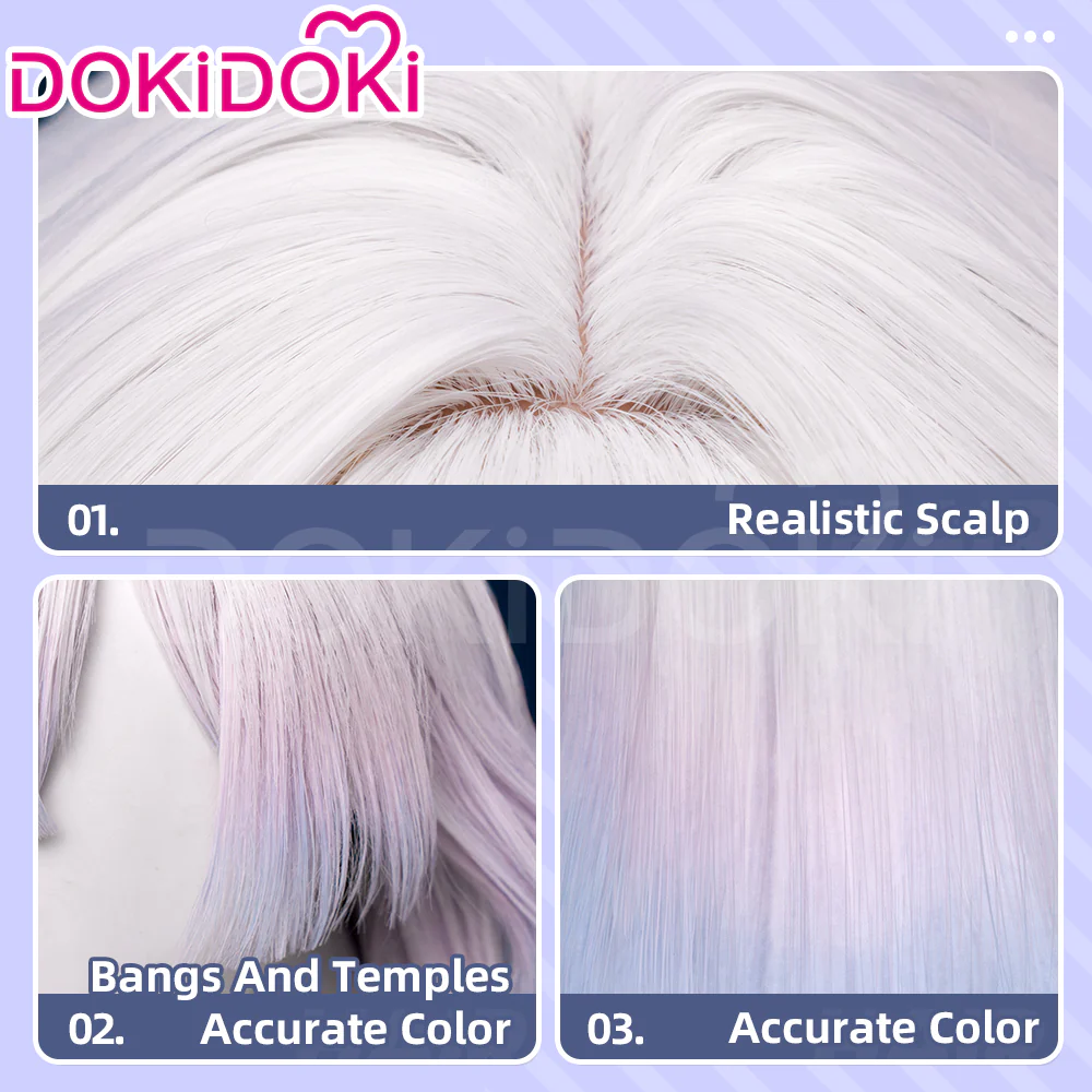 【Ready For Ship】DokiDoki Game Wuthering Waves Cosplay Mornye Wig Long Straight Silver Light Pink Blue Dye Gradient / Back T Color Hair - Image 13