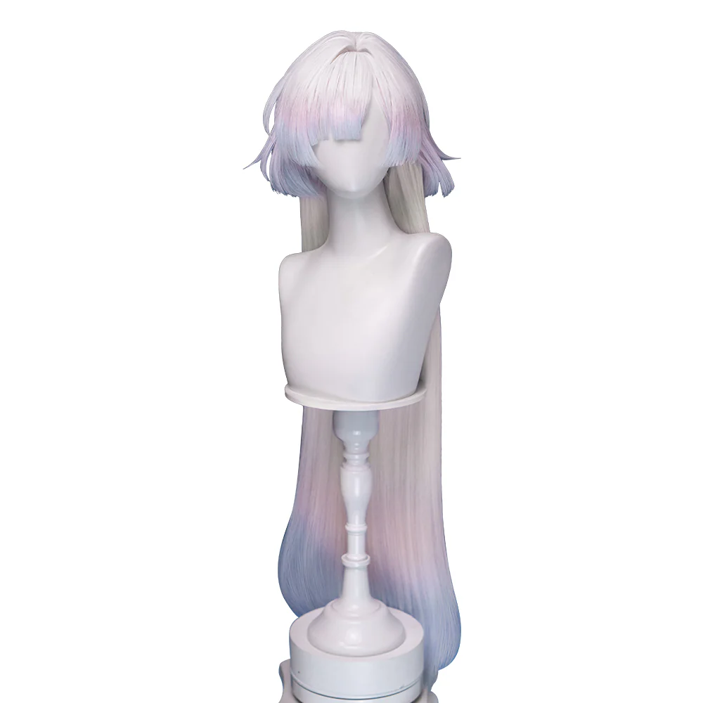 【Ready For Ship】DokiDoki Game Wuthering Waves Cosplay Mornye Wig Long Straight Silver Light Pink Blue Dye Gradient / Back T Color Hair - Image 14