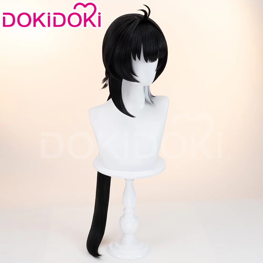 【Ready For Ship】DokiDoki Game Wuthering Waves Cosplay Rover Female Wig Long Straight Black Grey Hair - Image 3