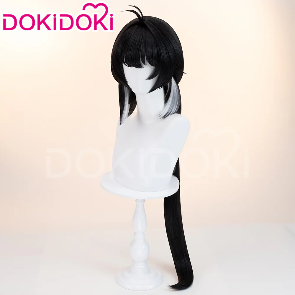 【Ready For Ship】DokiDoki Game Wuthering Waves Cosplay Rover Female Wig Long Straight Black Grey Hair - Image 4