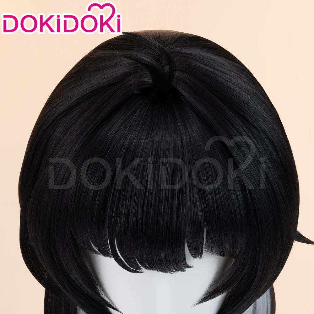 【Ready For Ship】DokiDoki Game Wuthering Waves Cosplay Rover Female Wig Long Straight Black Grey Hair - Image 5