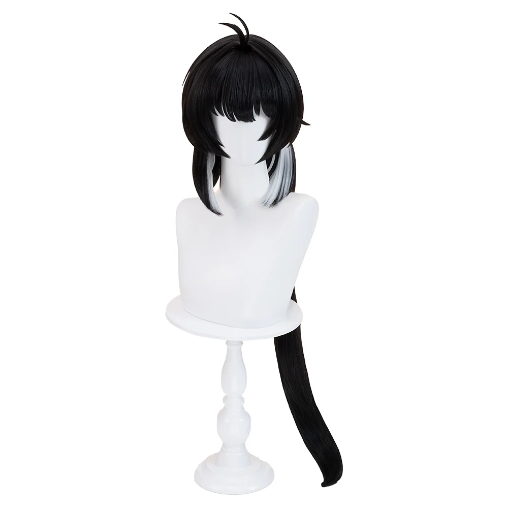 【Ready For Ship】DokiDoki Game Wuthering Waves Cosplay Rover Female Wig Long Straight Black Grey Hair - Image 7