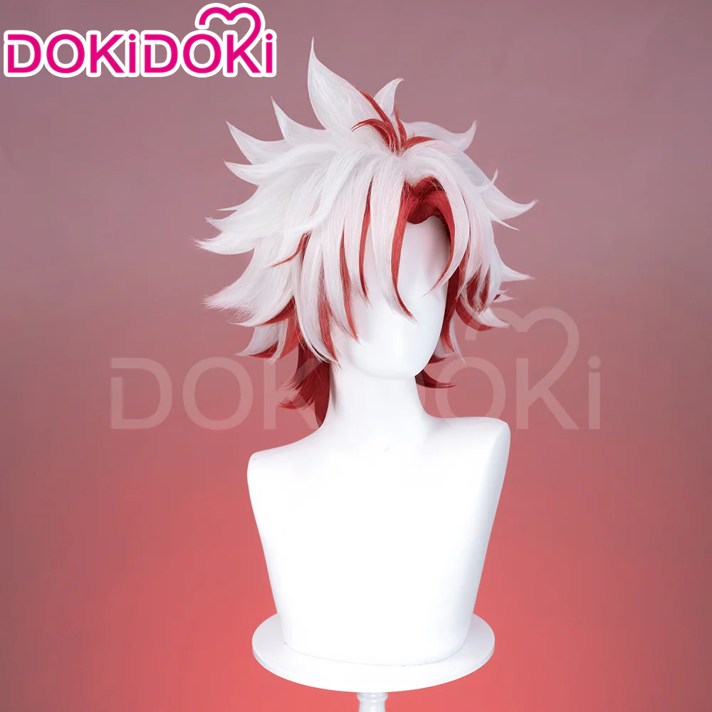 【Ready For Ship】DokiDoki Game Wuthering Waves Cosplay Scar Wig / Earrings / Ear Clips Short Straight White Red Hair - Image 3