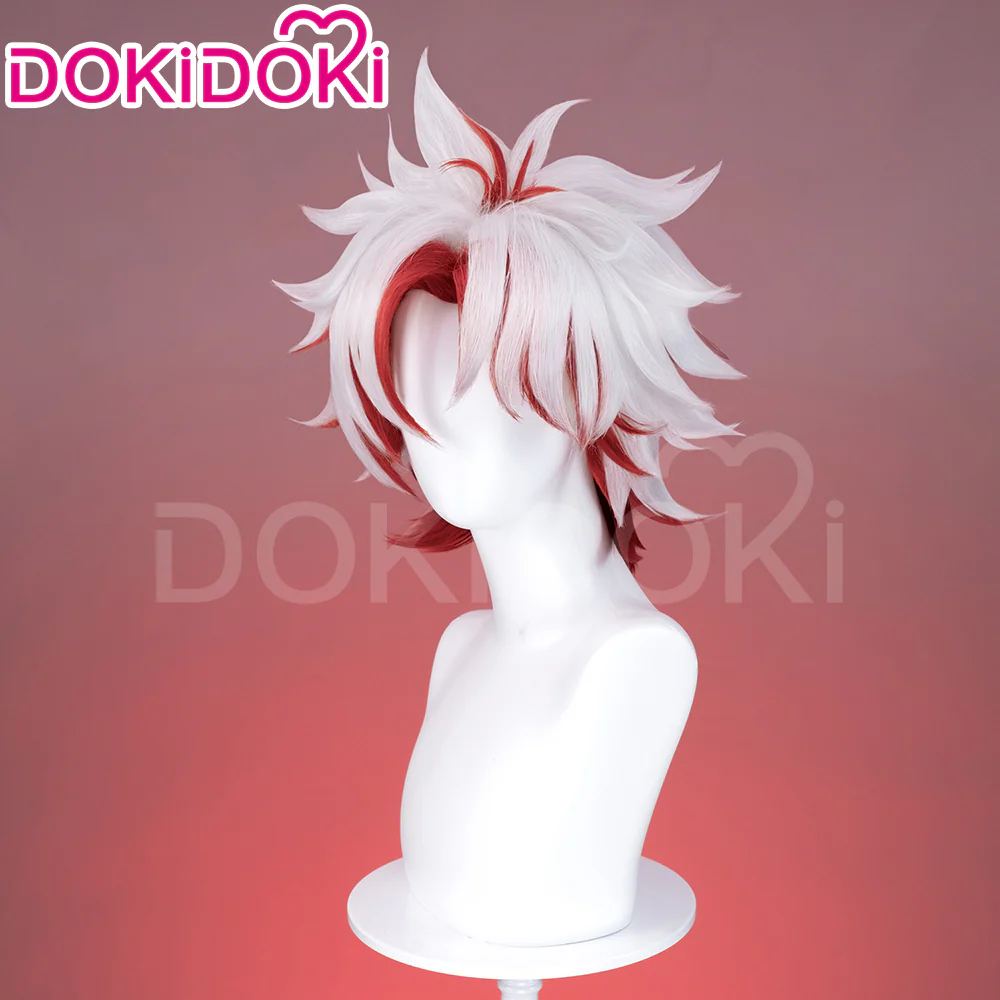 【Ready For Ship】DokiDoki Game Wuthering Waves Cosplay Scar Wig / Earrings / Ear Clips Short Straight White Red Hair - Image 4