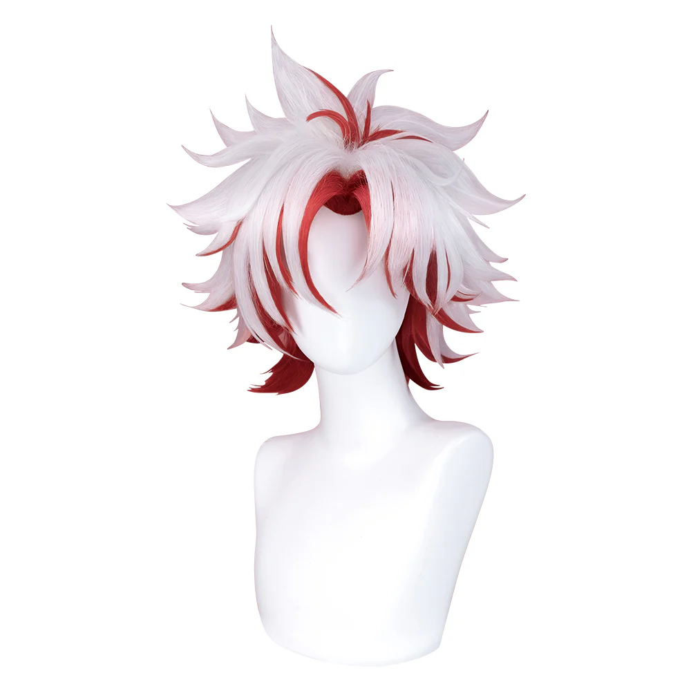 【Ready For Ship】DokiDoki Game Wuthering Waves Cosplay Scar Wig / Earrings / Ear Clips Short Straight White Red Hair - Image 6