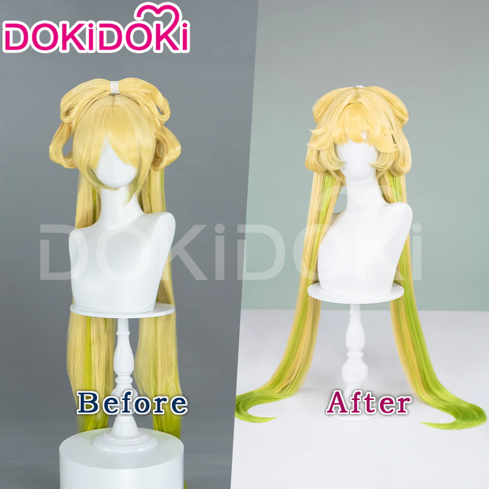 【Ready For Ship】DokiDoki Game Wuthering Waves Cosplay Verina Wig Long Straight Yellow Green Hair - Image 2