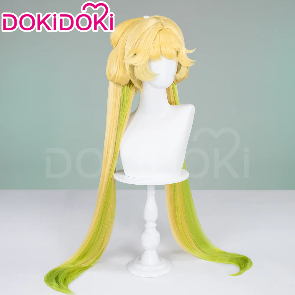 【Ready For Ship】DokiDoki Game Wuthering Waves Cosplay Verina Wig Long Straight Yellow Green Hair - Image 3