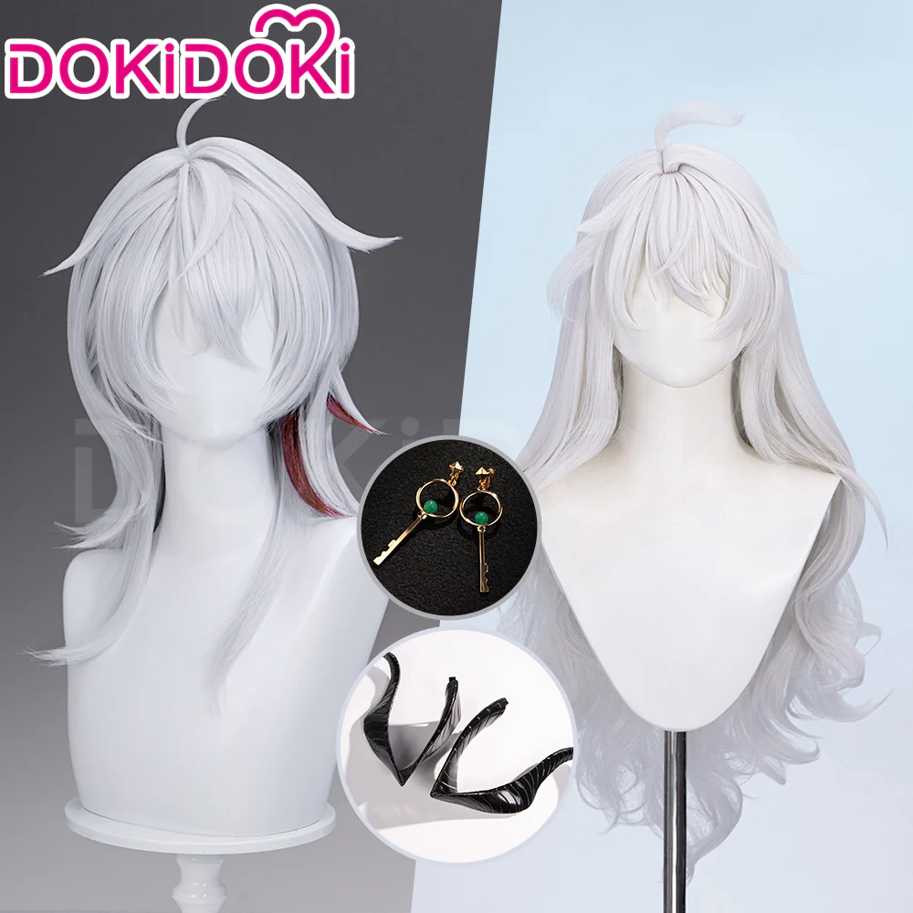 【Ready For Ship】DokiDoki Game Wuthering Waves Cosplay Zani Cosplay Wig / Horns /  Earrings Ear Clips Ear Accessories Long Curly Silver Hair