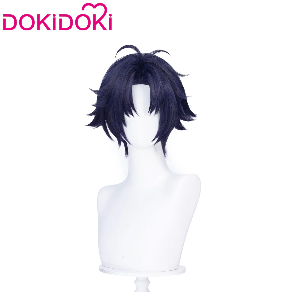 【Ready For Ship】DokiDoki Game Zenless Zone Zero Cosplay Asaba Yuma Wig / Choker / Earring / Ear Clip Short Straight Dark Blue Hair ZZZ Harumasa - Image 13