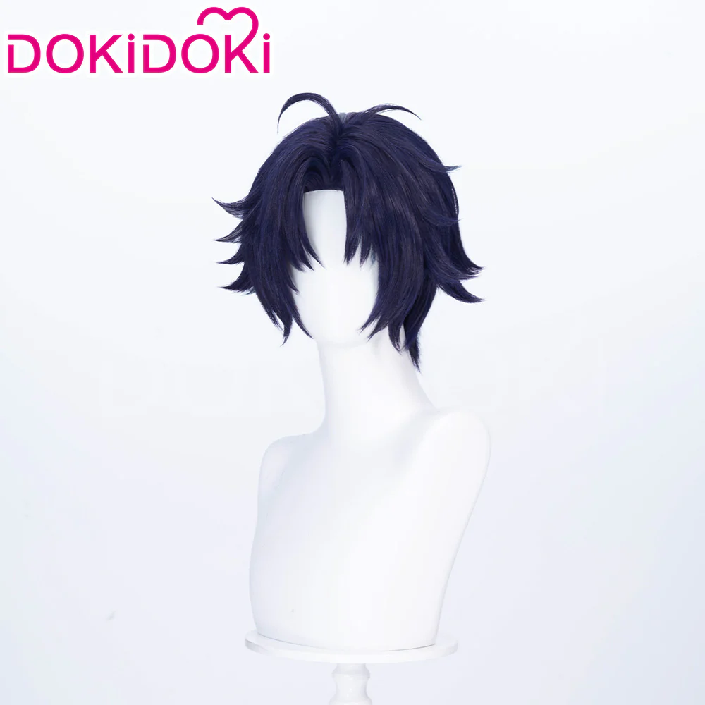 【Ready For Ship】DokiDoki Game Zenless Zone Zero Cosplay Asaba Yuma Wig / Choker / Earring / Ear Clip Short Straight Dark Blue Hair ZZZ Harumasa - Image 15