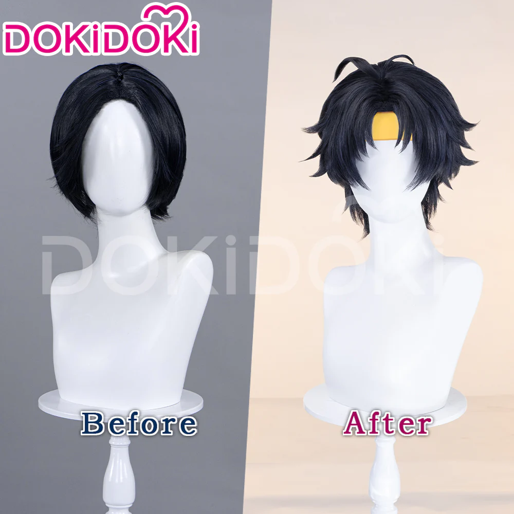 【Ready For Ship】DokiDoki Game Zenless Zone Zero Cosplay Asaba Yuma Wig / Choker / Earring / Ear Clip Short Straight Dark Blue Hair ZZZ Harumasa - Image 3