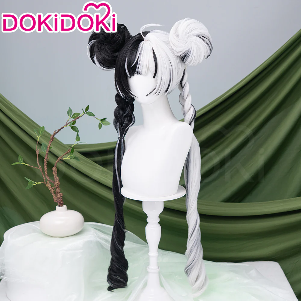 【Ready For Ship】DokiDoki Game Zenless Zone Zero Cosplay Dialyn Wig Long Black White Hair Double Braids - Image 2