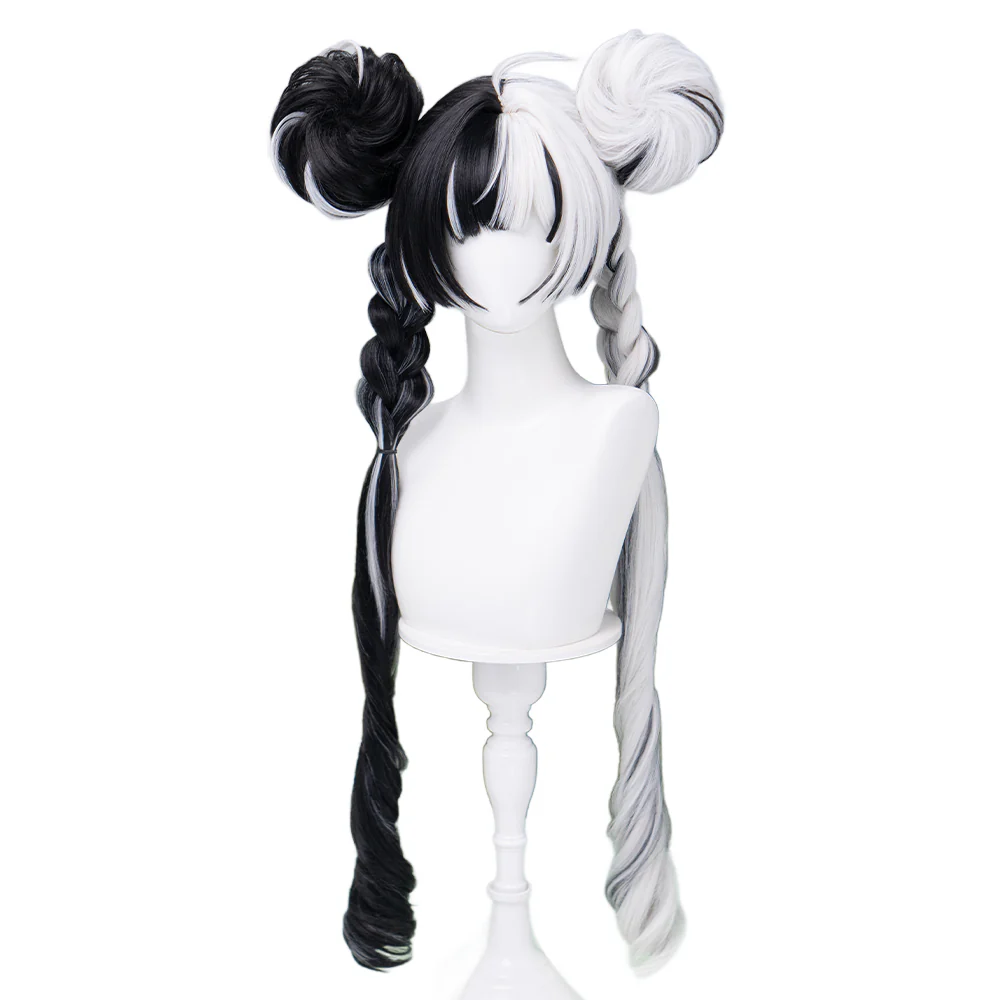 【Ready For Ship】DokiDoki Game Zenless Zone Zero Cosplay Dialyn Wig Long Black White Hair Double Braids - Image 5