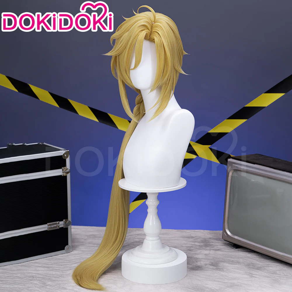 【Ready For Ship】DokiDoki Game Zenless Zone Zero Cosplay Hugo Cosplay Wig / Earrings Long Straight Blond Hair Ponytail ZZZ - Image 4