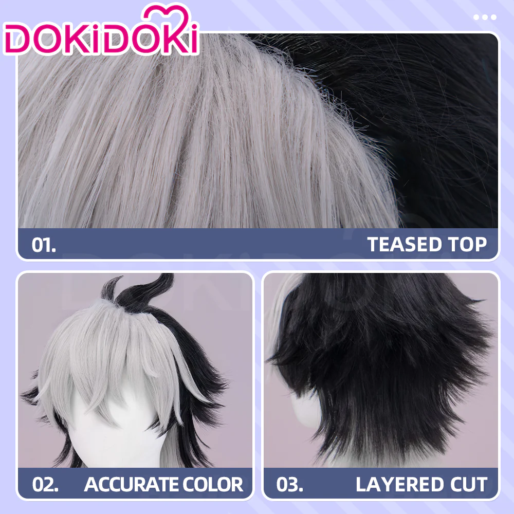 【Red Ver Ready For Ship】DokiDoki Game Zenless Zone Zero Cosplay Komano Manato Wig / Ears / Tail Short Curly Black Red Silver Hair ZZZ - Image 12
