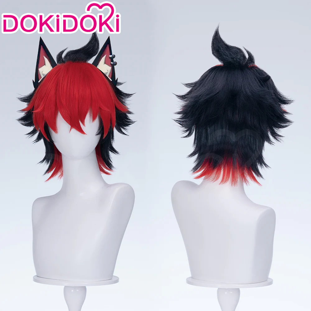 【Red Ver Ready For Ship】DokiDoki Game Zenless Zone Zero Cosplay Komano Manato Wig / Ears / Tail Short Curly Black Red Silver Hair ZZZ - Image 4