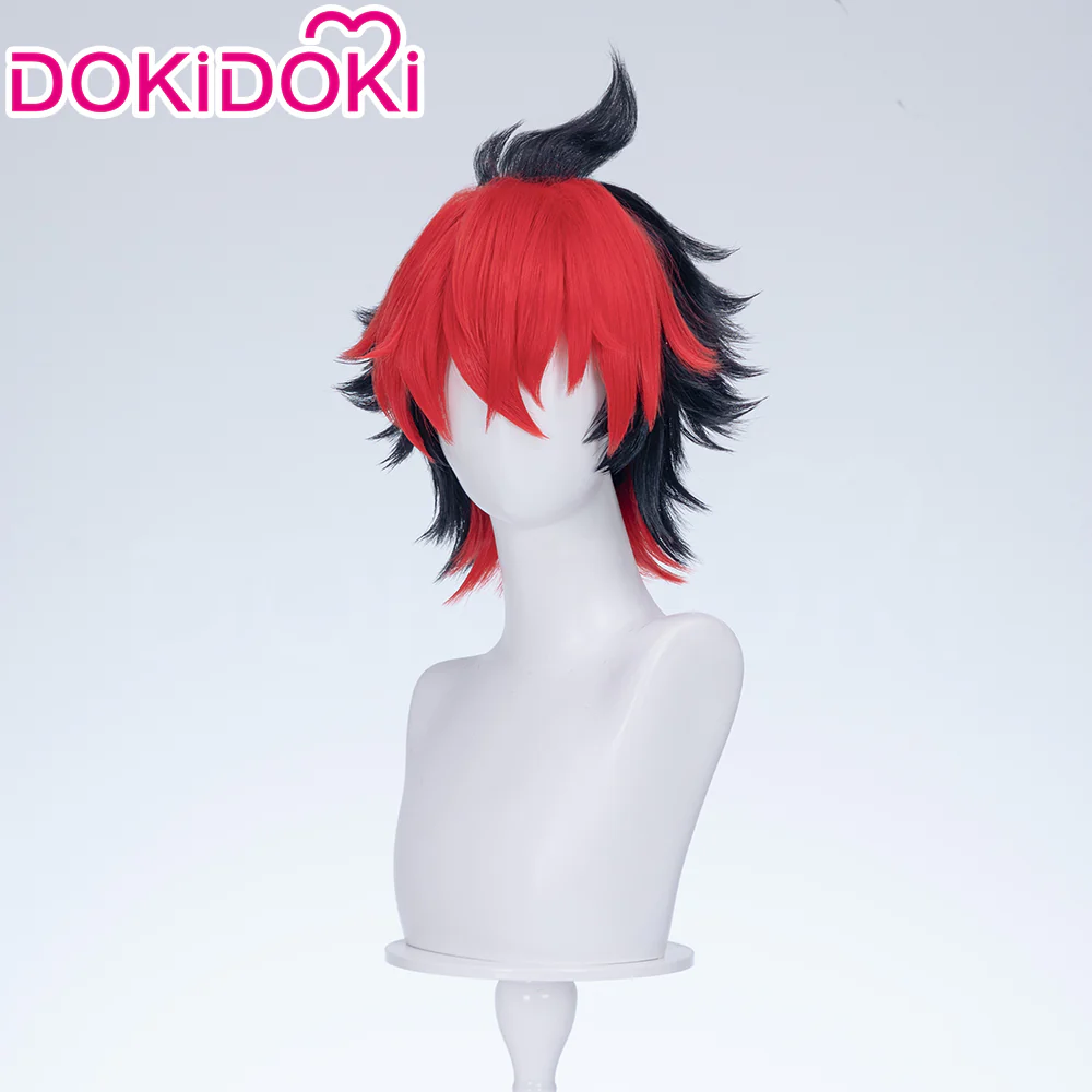【Red Ver Ready For Ship】DokiDoki Game Zenless Zone Zero Cosplay Komano Manato Wig / Ears / Tail Short Curly Black Red Silver Hair ZZZ - Image 5