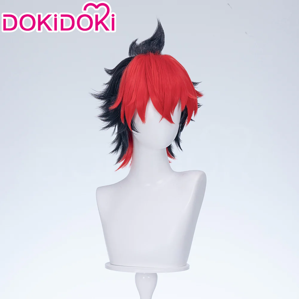 【Red Ver Ready For Ship】DokiDoki Game Zenless Zone Zero Cosplay Komano Manato Wig / Ears / Tail Short Curly Black Red Silver Hair ZZZ - Image 6